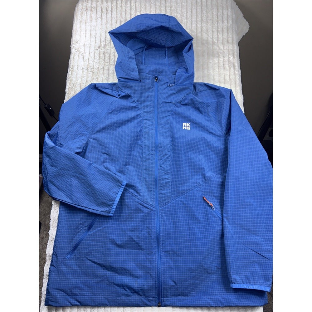 Duluth Trading Alaskan Hardgear Rain Jacket Men L Blue‎ Hood Windbreaker Ripstop